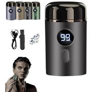 Unisex Mini Portable Electric Shaver,USB Rechargeable Ipx-7 Waterproof Electric Razor,LED Power Display Trimmer for Home, Car, Office, Business Trip (Black, 7cm*4cm/2.75in*1.57in)