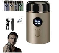 Unisex Mini Portable Electric Shaver,USB Rechargeable Ipx-7 Waterproof Electric Razor,LED Power Display Trimmer for Home, Car, Office, Business Trip (Gold, 7cm*4cm/2.75in*1.57in)