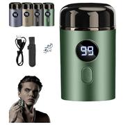 Unisex Mini Portable Electric Shaver,USB Rechargeable Ipx-7 Waterproof Electric Razor,LED Power Display Trimmer for Home, Car, Office, Business Trip (Green, 7cm*4cm/2.75in*1.57in)