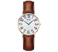 Unisex, orologio da polso al quarzo, ultra sottile, con numeri arabi colorati, quadrante bianco, cinturino in pelle 40mm Rose Gold Women