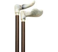 Unisex Palm Grip Cane Varied Hardwood Shaft, Acrylic Handle -Affordable Gift for your Loved One! Item #DHAR-LRP, Left Hand, Walnut & White