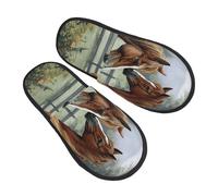 Unisex Pantofole Animals Paintings Horses Inverno Pantofole Uomo Morbide Antiscivolo Peluche Ciabatte, Per Hotel, Bagno, Viaggi, M