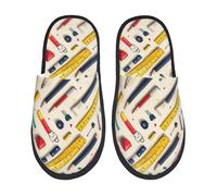 Unisex Pantofole Colored Pens Ruler Print Pantofole Da Uomo Calde E Comode Lavabile Peluche Ciabatte, Per Bagno, Hotel, Interno Esterno, L