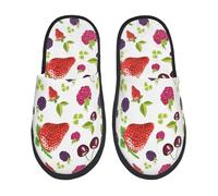 Unisex Pantofole Colorful Strawberry Fruit Pantofole Donna Calde E Comode Peluche Pelo Foderata Ciabatte Invernali, Per Interno Esterno, Hotel, Viaggi, M