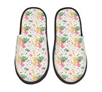 Unisex Pantofole Cute Baby Dinosaurs Print Inverno Pantofole Uomo Morbide Antiscivolo Ciabatte Invernali, Per Interno Esterno, Viaggi, Hotel, M