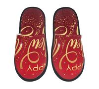 Unisex Pantofole Happy New Year Print Pantofole Da Uomo Calde E Comode Antiscivolo Home Scarpe, Per Bagno, Hotel, Viaggi, M