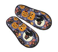 Unisex Pantofole Spooky Cats And Halloween Pumpkins Pantofole Per Ospiti Calde E Comode Morbide Ciabatte Interne, Per Interno Esterno, Bagno, Hotel, M