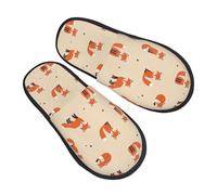 Unisex Pantofole Vintage Cute Little Red Fox Pantofole Donna Lavabile Calde E Comode Home Scarpe, Per Viaggi, Interno Esterno, Hotel, L