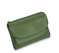 Unisex Pebble Leather Wallet, 5.3In Short Genuine Leather Coin Card Holder, Short Genuine Purse for Coins and Cards, Multicolor Clutch for Women (light green)
