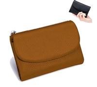 Unisex Pebble Leather Wallet, 5.3In Short Genuine Leather Coin Card Holder, Short Genuine Purse for Coins and Cards, Multicolor Clutch for Women (brown)
