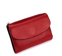 Unisex Pebble Leather Wallet, 5.3In Short Genuine Leather Coin Card Holder, Short Genuine Purse for Coins and Cards, Multicolor Clutch for Women (red)