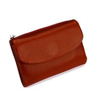 Unisex Pebble Leather Wallet, 5.3In Short Genuine Leather Coin Card Holder, Short Genuine Purse for Coins and Cards, Multicolor Clutch for Women (brick red)