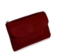 Unisex Pebble Leather Wallet, 5.3In Short Genuine Leather Coin Card Holder, Short Genuine Purse for Coins and Cards, Multicolor Clutch for Women (dark red)