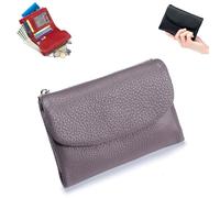 Unisex Pebble Leather Wallet, 5.3In Short Genuine Leather Coin Card Holder, with Credit Card Holder, Coin Holder & Cash Slots (Q)