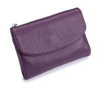 Unisex Pebble Leather Wallet, Genuine Leather Wallets For Women And Men, With Credit Card Holder, Coin Holder & Cash Slots (Deep purple)