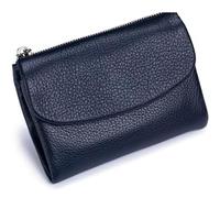 Unisex Pebble Leather Wallet, Short Genuine Leather Purse for Coins and Cards, Compact Travel Card Holder (Black)