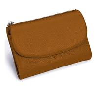 Unisex Pebble Leather Wallet, Short Genuine Leather Purse for Coins and Cards, Compact Travel Card Holder (Brown)