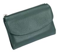 Unisex Pebble Leather Wallet, Short Genuine Leather Purse for Coins and Cards, Compact Travel Card Holder (Green)