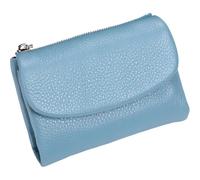 Unisex Pebble Leather Wallet, Short Genuine Leather Purse for Coins and Cards, Compact Travel Card Holder (Blue)