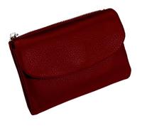 Unisex Pebble Leather Wallet, Short Genuine Leather Purse for Coins and Cards, Multicolor Clutch for Women, Small Compact Bifold Pocket Purse, Unisex Wallet (Deep red)