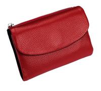 Unisex Pebble Leather Wallet, Short Genuine Leather Purse for Coins and Cards, Multicolor Clutch for Women, Small Compact Bifold Pocket Purse, Unisex Wallet (Red with black)