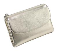 Unisex Pebble Leather Wallet, Short Genuine Leather Purse for Coins and Cards, Multicolor Clutch for Women, Small Compact Bifold Pocket Purse, Unisex Wallet (Gold)