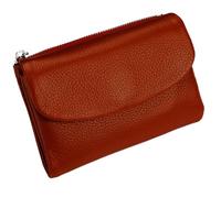 Unisex Pebble Leather Wallet, Short Genuine Leather Purse for Coins and Cards, Multicolor Clutch for Women, Small Compact Bifold Pocket Purse, Unisex Wallet (Orange red)
