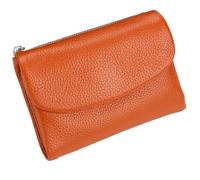 Unisex Pebble Leather Wallet, Short Genuine Leather Purse for Coins and Cards, Multicolor Clutch for Women, Small Compact Bifold Pocket Purse, Unisex Wallet (Orange)