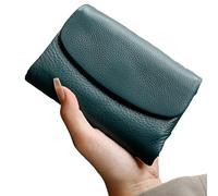 Unisex Pebble Leather Wallet, Short Genuine Leather Purse for Women, Unisex Clutch Bags with Card Holder & Coin Purse & Credit Card Holder (Blue)