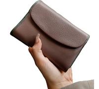 Unisex Pebble Leather Wallet, Short Genuine Leather Purse for Women, Unisex Clutch Bags with Card Holder & Coin Purse & Credit Card Holder (Brown)