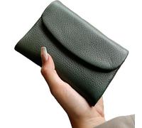 Unisex Pebble Leather Wallet, Short Genuine Leather Purse for Women, Unisex Clutch Bags with Card Holder & Coin Purse & Credit Card Holder (Green)