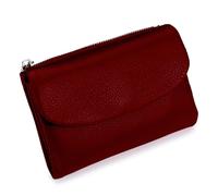 Unisex Pebble Leather Wallet,Short Slim Soft Genuine Leather Purse with Credit Card Holder & Cash Slots,Small Compact Bifold Pocket Purse Multicolor, for Men & Women (Dark red)
