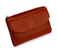 Unisex Pebble Leather Wallet,Short Slim Soft Genuine Leather Purse with Credit Card Holder & Cash Slots,Small Compact Bifold Pocket Purse Multicolor, for Men & Women (Brick red)
