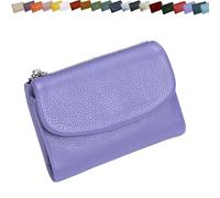 Unisex Pebble Leather Wallet, Small Wallets for Women, Genuine Leather Coin and Card Wallet, Unisex Clutch Bags (Lavender Purple)