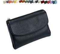 Unisex Pebble Leather Wallet, Small Wallets for Women, Genuine Leather Coin and Card Wallet, Unisex Clutch Bags (Black)