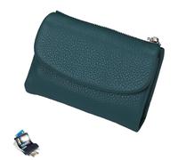 Unisex Pebble Leather Wallet, Small Wallets for Women, Short Genuine Leather Purse for Coins and Cards, Card Holder & Coin Purse (Light blue)