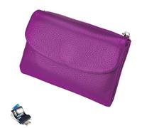 Unisex Pebble Leather Wallet, Small Wallets for Women, Short Genuine Leather Purse for Coins and Cards, Card Holder & Coin Purse (Bright purple)