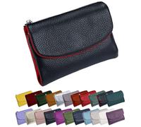 Unisex Pebble Leather Wallet - Small Wallets for Women, Short Genuine Leather Purse for Coins and Cards, Multicolor Clutch for Women, Card Holder & Coin Purse (#13)