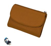 Unisex Pebble Leather Wallet, Small Wallets for Women, Short Genuine Leather Purse for Coins and Cards, Card Holder & Coin Purse (Brown)
