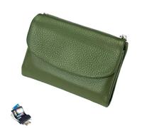 Unisex Pebble Leather Wallet, Small Wallets for Women, Short Genuine Leather Purse for Coins and Cards, Card Holder & Coin Purse (Green)