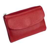 Unisex Pebble Leather Wallet, Small Wallets for Women, Women's Genuine Leather Coin Purse with Credit Card Holder, Small Compact Bifold Pocket Purse Multicolor, for Men & Women (Red)