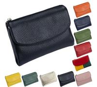 Unisex Pebble Leather Wallet, Soft Wallets For Women, Travel Card Holder, Mens Wallet, Small Compact Bifold Pocket Purse, 5.3in Short Genuine Leather Coin Card Holder (Black)