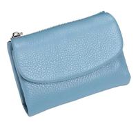 Unisex Pebble Leather Wallet, Women's Genuine Leather Coin Purse with Credit Card Holder, Coin Holder & Cash Slots (Blue)