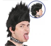 Unisex Punk Parrucca Rock Nero Capelli Sid Vicious 70s 80s Accessorio Vestito
