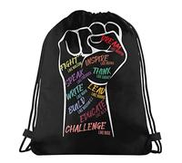 Unisex Sacca da Ginnast Black History Month Inspirational Leaders Power Fist Hand Borse da Palestra Lavabile in Lavatrice Sport String Zaino per Natale, Scuola, Regalo