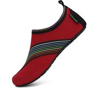 Unisex Scarpe a Piedi Nudi Nuoto Acqua Pantofole Slip-On Leggera Traspirante Scarpe da Spiaggia per Uomo Antiscivolo Scarpette da Bagno Shoes Dentro Fuori, Piedi Nudi Rosso 46/47