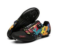 Unisex Scarpe da Ciclismo, Scarpe da Bici da Strada Graffiti Scarpe da Bicicletta MTB, Scarpe da Bicicletta Compatibili con Spin Shoestring SPD Look Delta Cycle Riding Cleat (Black,43 (EU 43 2/3))