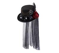 Unisex Steampunk Top Hats Halloween Costume Cappello Nero Gotico Con Pizzo Volant E Per Le Donne Vestito Di Cappelli Per Le Donne Vittoriana E Attrezzatura Catena Di Pizzo Velo Dance Steampunk Nero