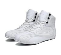 Unisex Stivali da Boxe, Uomo Donna Comode Calzature da Wrestling, Scarpe da Ginnastica Sparring per Kickboxing Muay Thai, Sneakers Arti Marziali per Bambini, Giovani E Adulti (White,43)