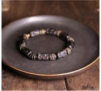 Unisex Striscia Ebano Bracciale Martellato Rame Trama Nero Legno - Moda Gioielli